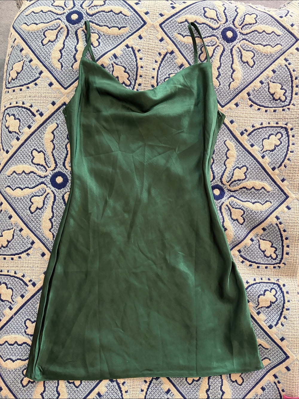 Nasty Gal Emerald Green Satin Cowl Slip Mini Dress